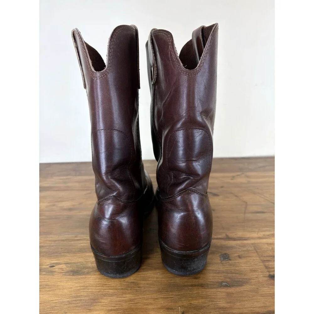Vintage Double H Leather Western Roper Boots Brown Mens 9D Cowboy Work Western